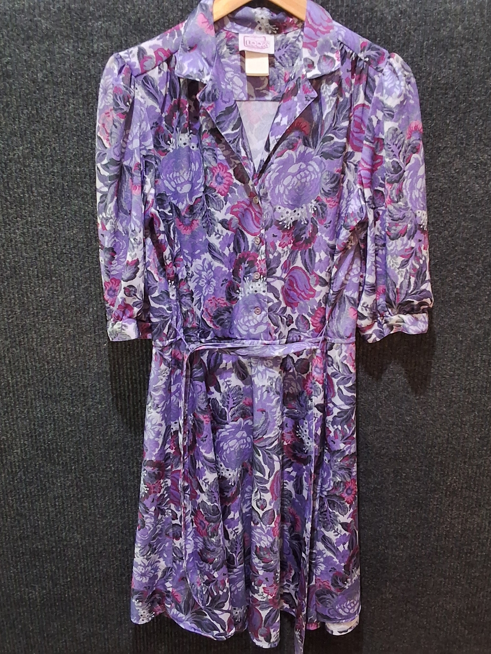 Floral Asymmetrical Purple Wrap Dress with Waist Tie